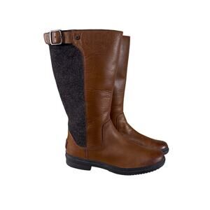 UGG Tall Leather Wool Boots Womens 10 Brown Zipper Riding Style